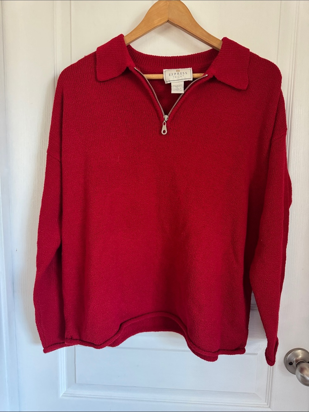 Express Red Half-Zip Collared Sweater